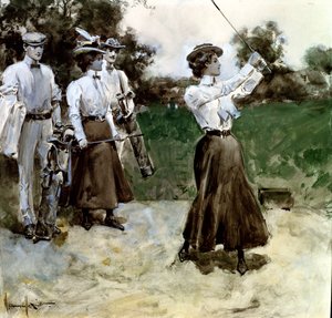 Golf Foursome, ca. 1900 (gouache og wc om bord)